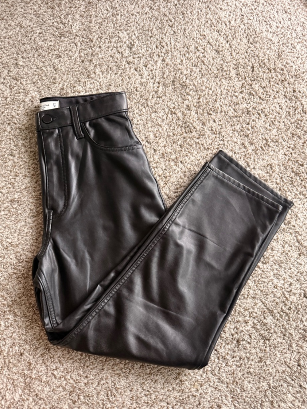 A&F Ankle Straight High-Rise Leather Pants - Like New